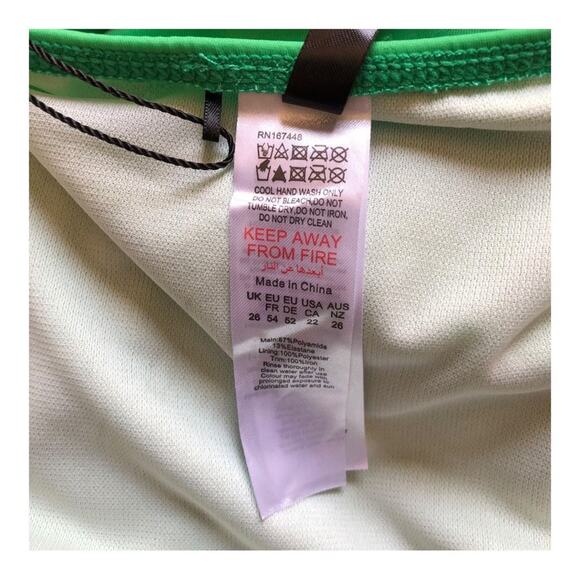 Pretty Little Thing NWT Green Bead Detail Ruched Cut Out Plus Swimsuit Size 22 - Picture 8 of 15